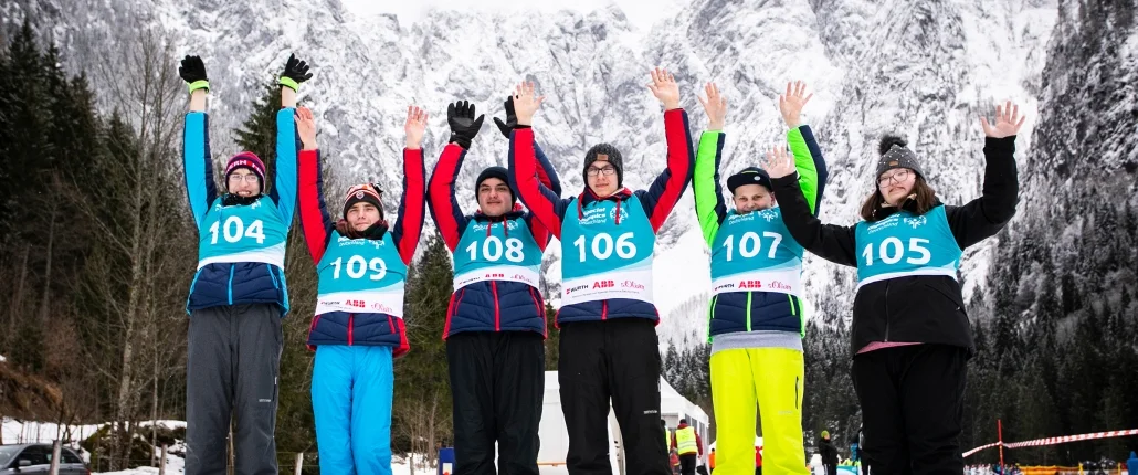 Skifahrer-Gruppe